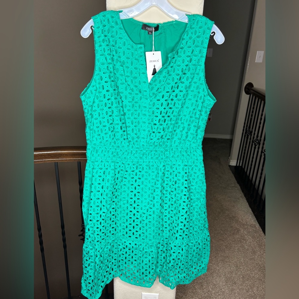 Zesica Eyelet Lined Tank Dress Size XL NEW Spring Summer Office Preppy
